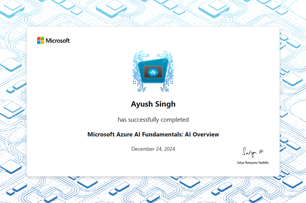 Microsoft Azure AI Fundamentals Certificate