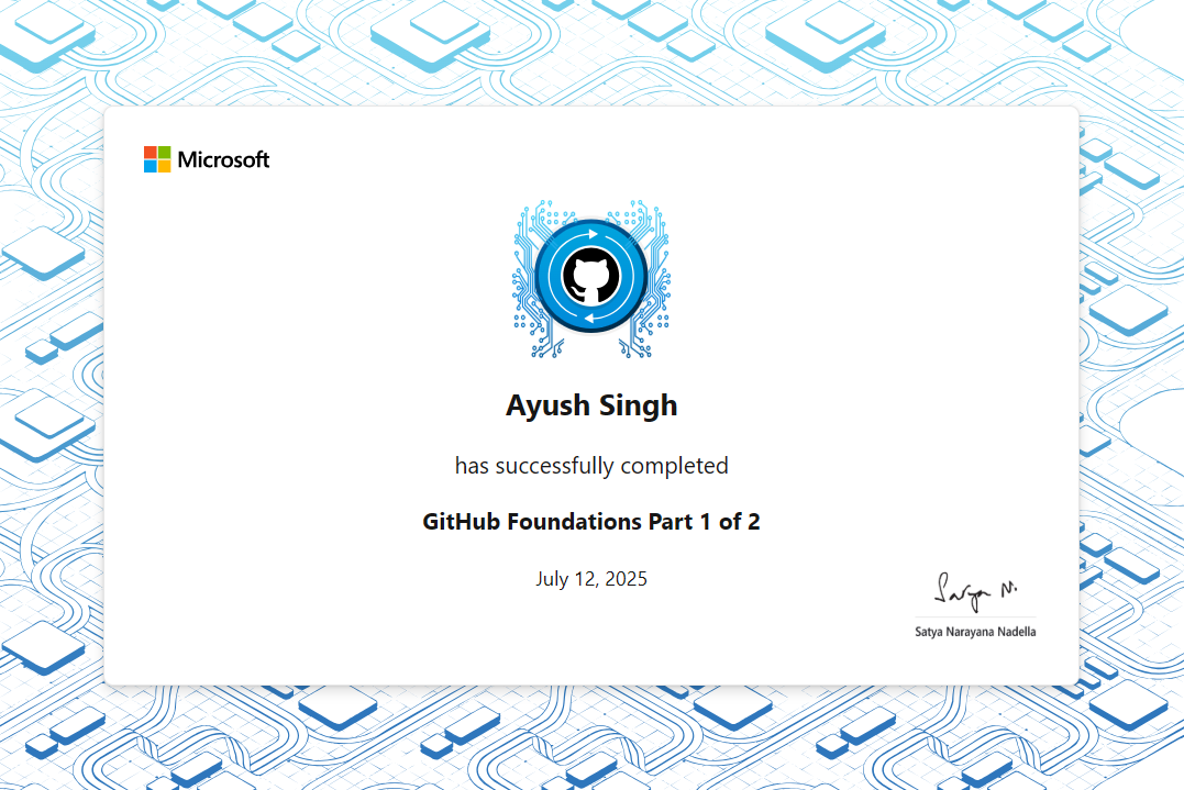 GitHub Foundations Part 1 Certificate