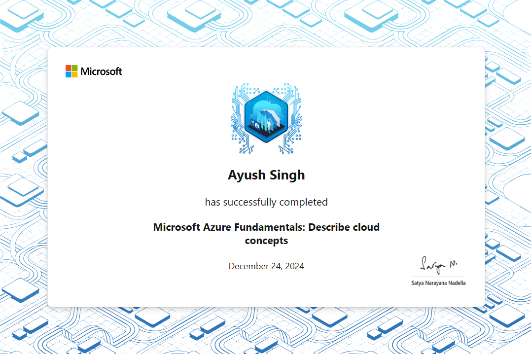 Microsoft Azure Fundamentals Certificate