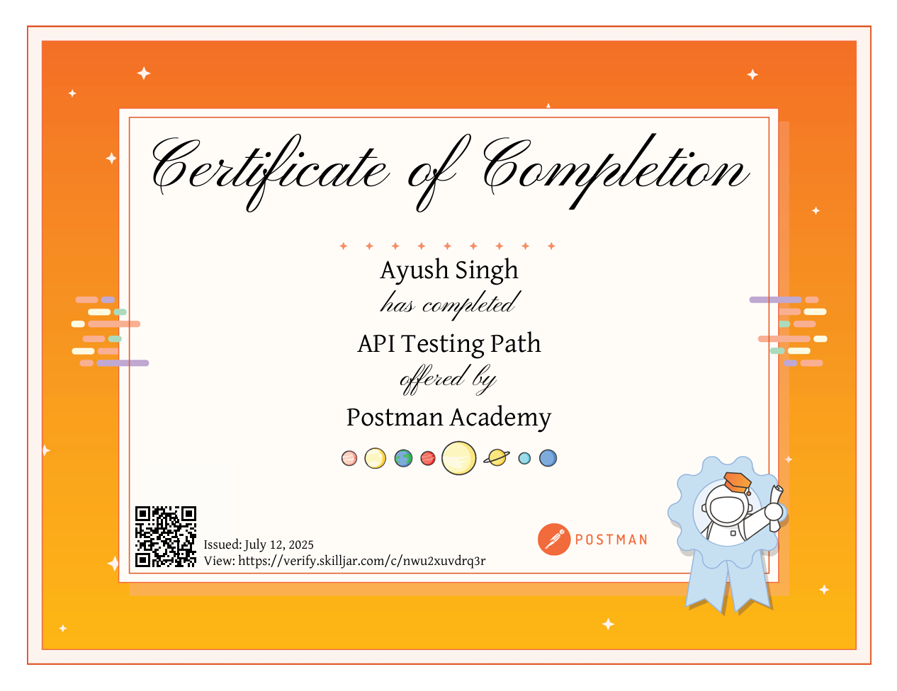 Postman API Testing Certificate