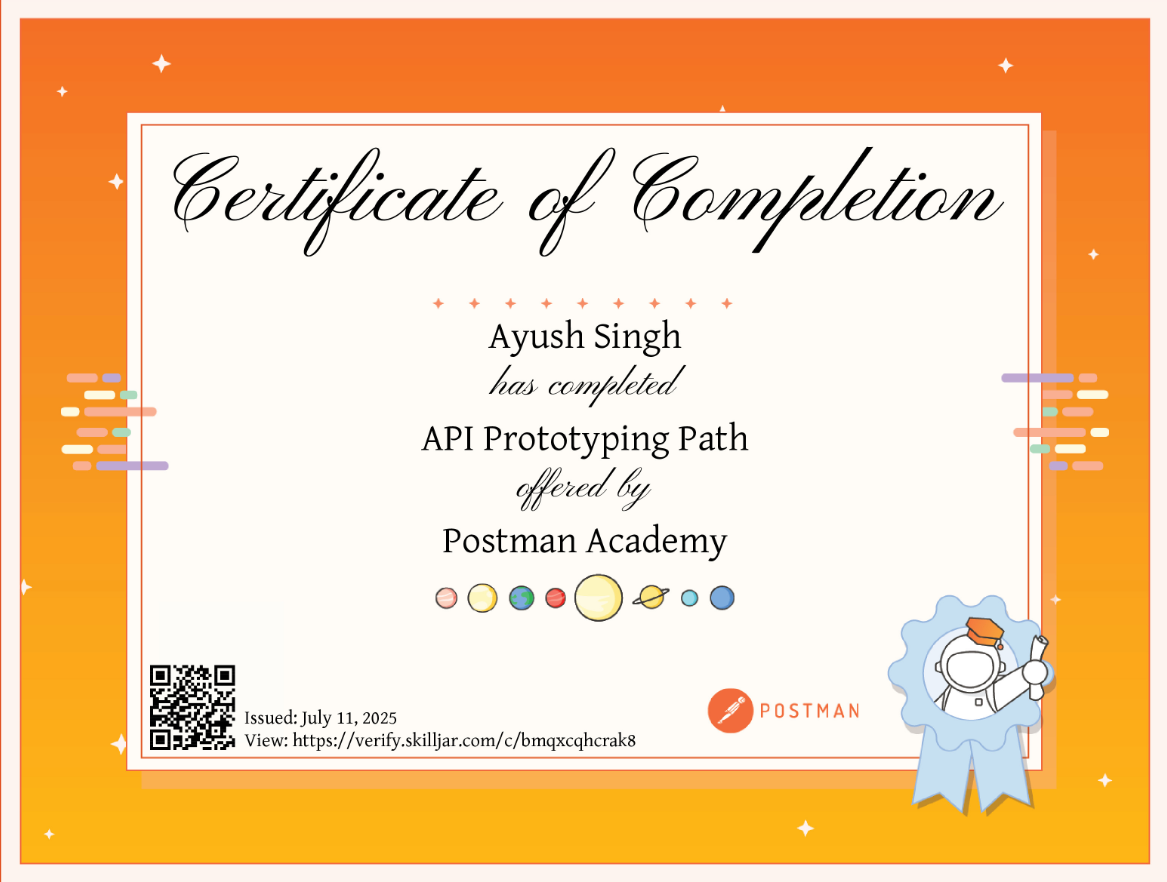 Postman API Prototyping Learning Path Certificate
